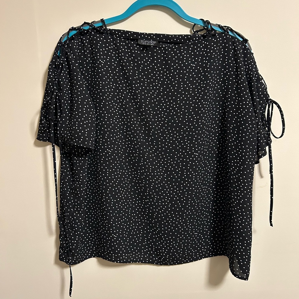 Topshop Black and White Polka Dot Blouse